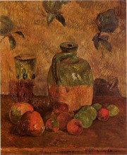 Картина "яблоки, кувшин, разноцветный стакан" художника "гоген поль"