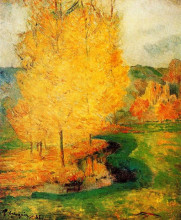 Копия картины "у ручья, осень" художника "гоген поль"