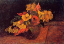 Репродукция картины "вечерний первоцвет в вазе" художника "гоген поль"