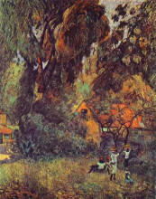 Копия картины "хижина под деревьями" художника "гоген поль"