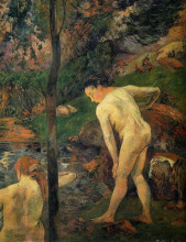 Репродукция картины "две девочки купаются" художника "гоген поль"