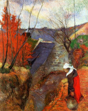 Копия картины "бретонская женщина с кувшином" художника "гоген поль"