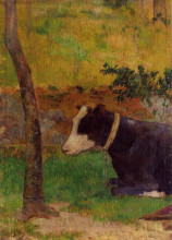 Репродукция картины "лежащая корова" художника "гоген поль"