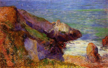 Копия картины "скалы на бретонском побережье" художника "гоген поль"