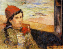 Репродукция картины "молодая женщина у окна" художника "гоген поль"