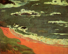 Копия картины "пляж в ле поулду" художника "гоген поль"