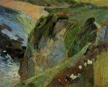 Репродукция картины "флейтист на скалах" художника "гоген поль"