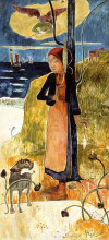 Репродукция картины "жанна д&#39;арк или бретонка с прялкой" художника "гоген поль"