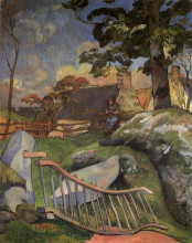 Репродукция картины "деревянные ворота (свинарка)" художника "гоген поль"