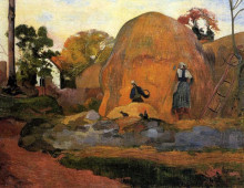 Копия картины "желтый стог сена (золотой урожай)" художника "гоген поль"