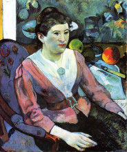 Репродукция картины "портрет женщины рядом с натюрмортом сезанна" художника "гоген поль"