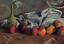 Репродукция картины "натюрморт яблоками и зеленой вазой" художника "гоген поль"