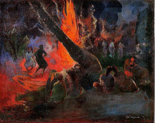 Репродукция картины "огненная пляска" художника "гоген поль"