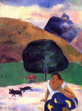 Картина "пейзаж с черными свиньями и таитынкой" художника "гоген поль"