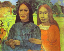 Репродукция картины "мать и дочь" художника "гоген поль"