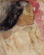 Картина "таитянская женщина с цветком в волосах" художника "гоген поль"