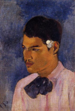 Репродукция картины "юноша с цветком за ухом" художника "гоген поль"