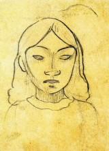 Репродукция картины "голова таитянки" художника "гоген поль"