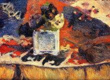 Репродукция картины "цветы и ковер (анютины глазки)" художника "гоген поль"