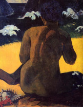 Копия картины "женщина у моря" художника "гоген поль"
