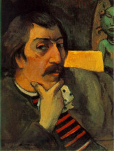 Репродукция картины "автопортрет с идолом" художника "гоген поль"