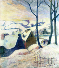 Копия картины "деревня в снегу" художника "гоген поль"