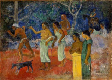 Репродукция картины "сцена из таитянской жизни" художника "гоген поль"