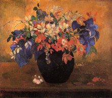 Репродукция картины "ваза с цветами" художника "гоген поль"