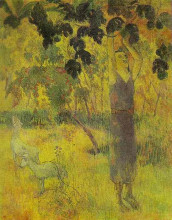 Картина "мужчина, срывающий плод с дерева" художника "гоген поль"