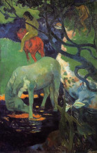 Репродукция картины "белая лошадь" художника "гоген поль"