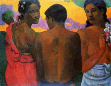 Репродукция картины "три таитянца" художника "гоген поль"