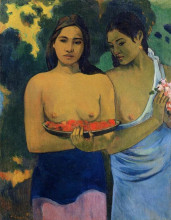 Копия картины "две таитянки" художника "гоген поль"