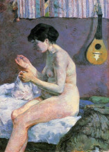 Копия картины "сюзанна за шитьем - этюд обнаженной" художника "гоген поль"