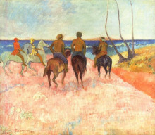 Репродукция картины "всадники на пляже i" художника "гоген поль"