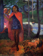 Картина "колдун с хива оа (маркизский мужчина в красном плаще)" художника "гоген поль"