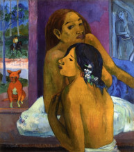 Репродукция картины "две женщины (цветы в волосах)" художника "гоген поль"