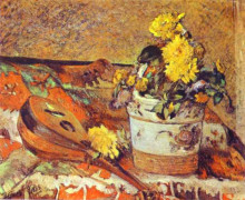 Репродукция картины "мандолина и цветы" художника "гоген поль"