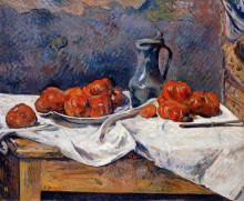 Репродукция картины "помидоры и оловянная кружка на столе" художника "гоген поль"