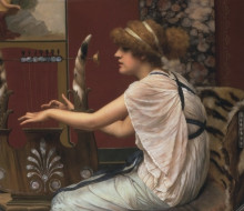 Картина "the muse erato at her lyre" художника "годвард джон уильям"