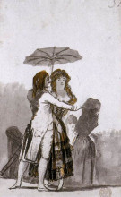 Репродукция картины "couple with parasol on the paseo" художника "гойя франсиско де"