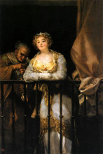 Репродукция картины "maja and celestina on a balcony" художника "гойя франсиско де"