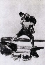 Копия картины "peasant carrying a woman" художника "гойя франсиско де"