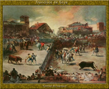 Репродукция картины "bullfight" художника "гойя франсиско де"