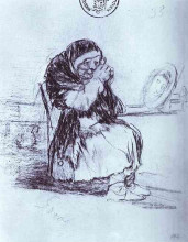Репродукция картины "the old woman with a mirror" художника "гойя франсиско де"