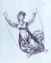 Репродукция картины "young witch flying with a rope" художника "гойя франсиско де"