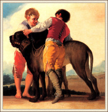 Репродукция картины "boys with mastiff" художника "гойя франсиско де"