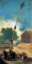 Копия картины "the greasy pole" художника "гойя франсиско де"