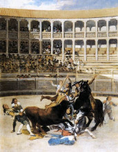 Копия картины "picador caught by the bull" художника "гойя франсиско де"