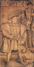 Копия картины "henry viii and henry vii, cartoon for wall painting in whitehall" художника "гольбейн младший ганс"