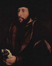 Копия картины "portrait of a man with a letter and gloves" художника "гольбейн младший ганс"